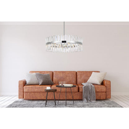 Serephina 36 inch crystal round chandelier light in chrome