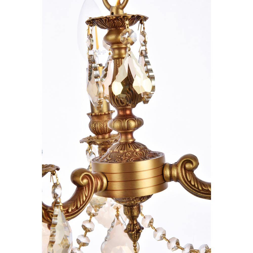 Lillie 3 light French Gold Pendant Golden Teak (Smoky) Royal Cut Crystal
