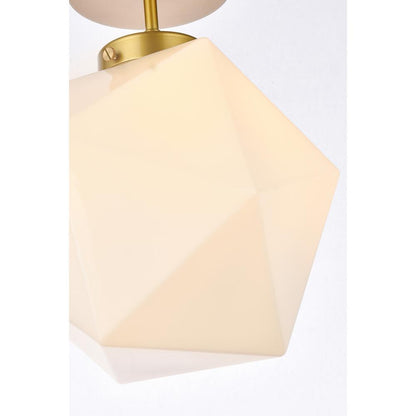Lawrence 1 light brass and white glass flush mount