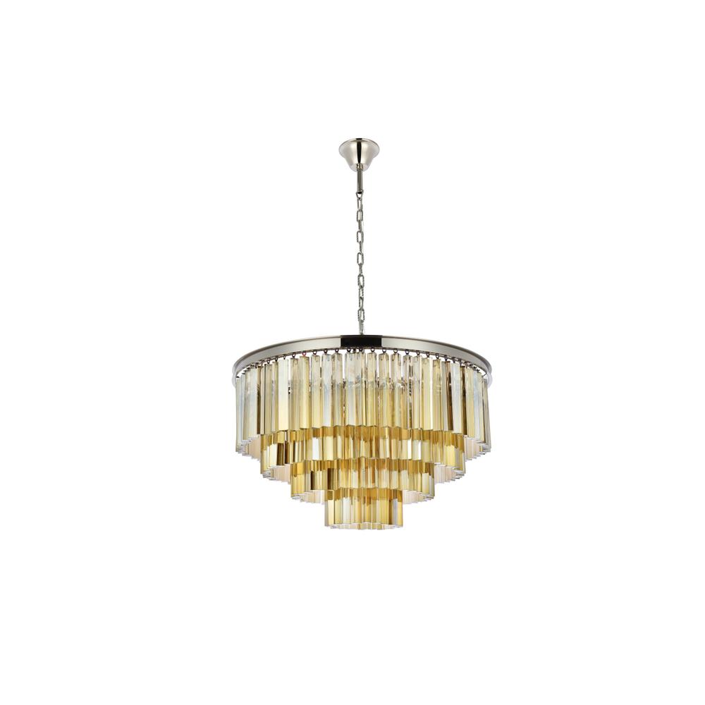 Sydney 17 light polished nickel Chandelier Golden Teak (Smoky) Royal Cut Crystal