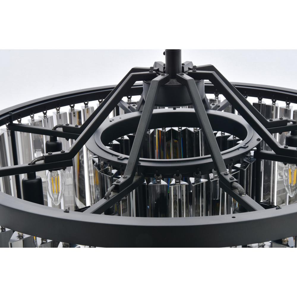 Chelsea 8 light Matte Black Chandelier Golden Teak (Smoky) Royal Cut Crystal