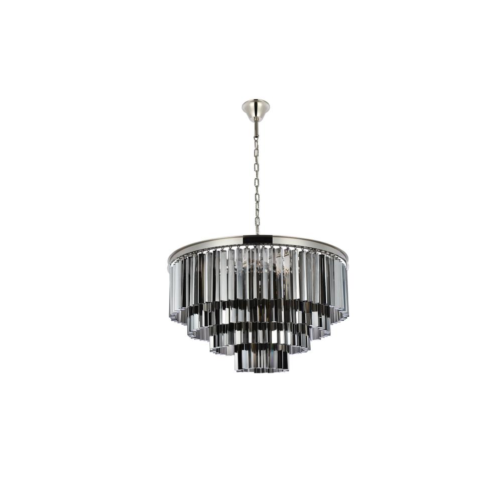 Sydney 17 light polished nickel Chandelier Silver Shade (Grey) Royal Cut Crystal