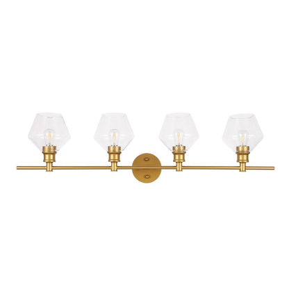 Gene 4 light Brass and Clear glass Wall sconce