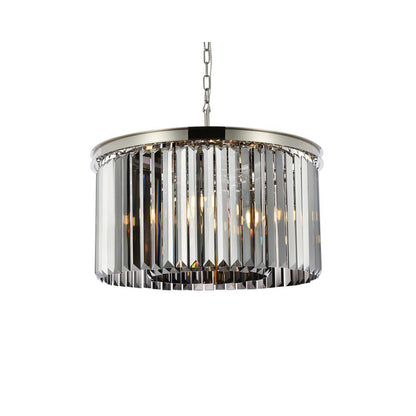Sydney 8 light polished nickel Chandelier Silver Shade (Grey) Royal Cut Crystal