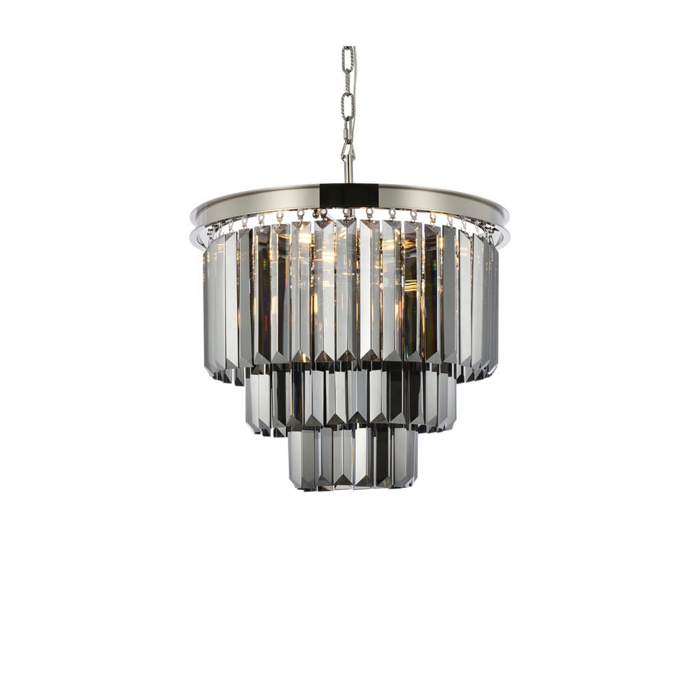 Sydney 9 light polished nickel Chandelier Silver Shade (Grey) Royal Cut Crystal