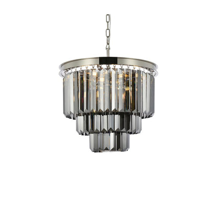 Sydney 9 light polished nickel Chandelier Silver Shade (Grey) Royal Cut Crystal
