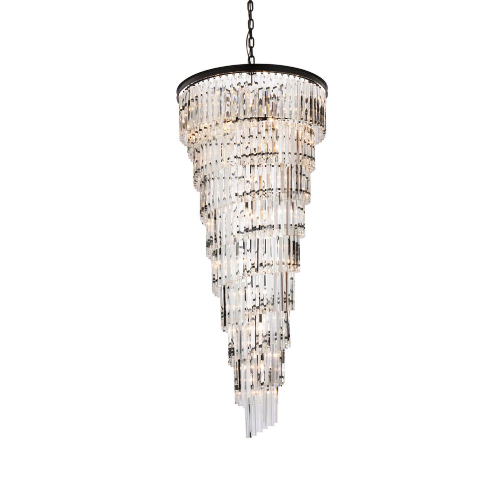 Sydney 30 inch spiral crystal chandelier in matte black