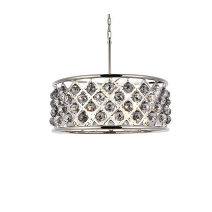 Madison 6 light polished Nickel Chandelier Silver Shade (Grey) Royal Cut Crystal