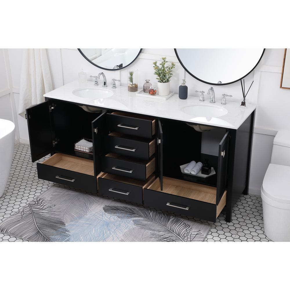 72 inch Double Bathroom Vanity in Black