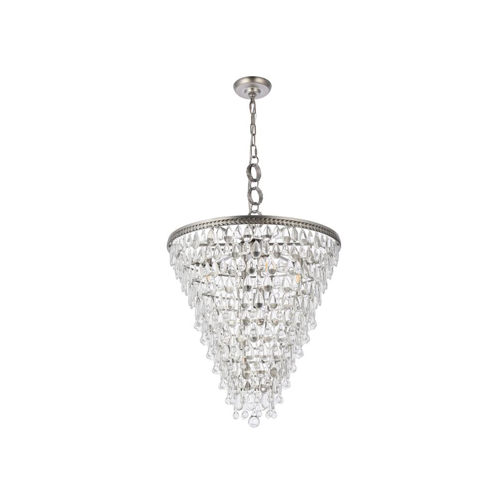 Nordic 7 light antique silver Chandelier Clear Royal Cut Crystal