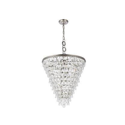 Nordic 7 light antique silver Chandelier Clear Royal Cut Crystal