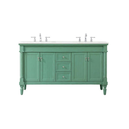 60 inch double bathroom vanity in vintage mint