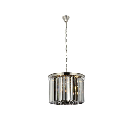 Sydney 6 light polished nickel Pendant Silver Shade (Grey) Royal Cut Crystal