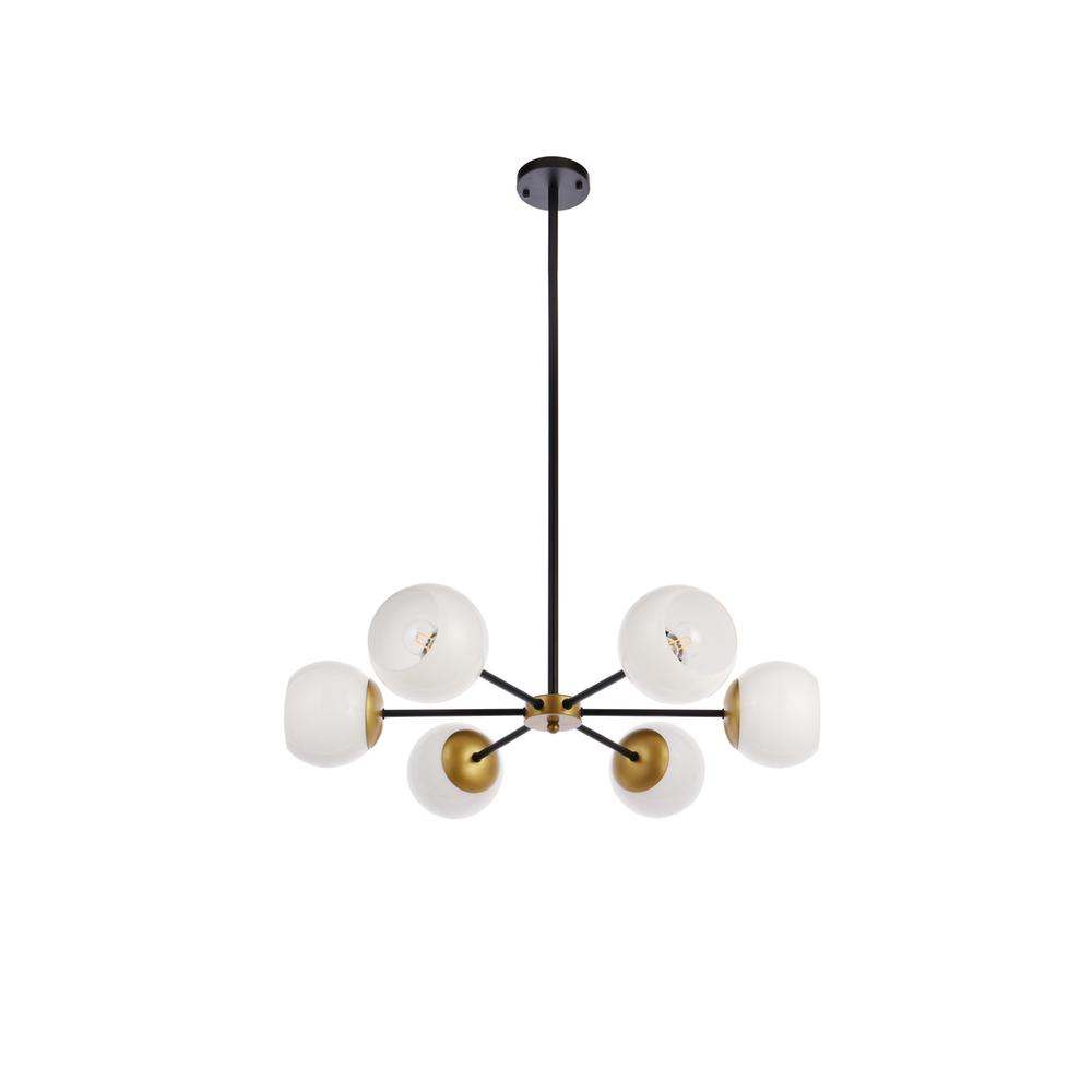 Briggs 30 inch pendant in black and brass with white shade