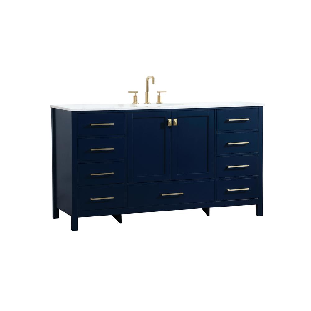 60 inch Single bathroom vanity in blue