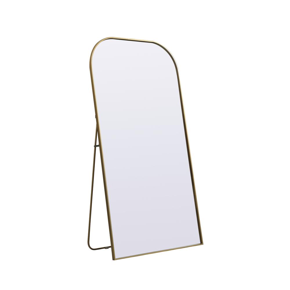 Metal Frame Arch Full Length Mirror 35x66 Inch in Brass