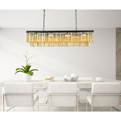 Sydney 12 light Matte Black Chandelier Golden Teak (Smoky) Royal Cut Crystal