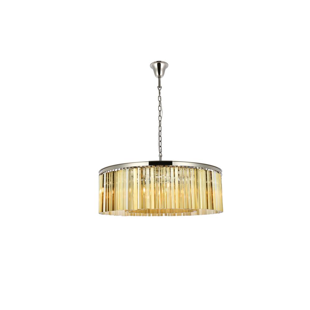 Sydney 10 light polished nickel Chandelier Golden Teak (Smoky) Royal Cut Crystal