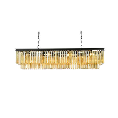 Sydney 12 light Matte Black Chandelier Golden Teak (Smoky) Royal Cut Crystal