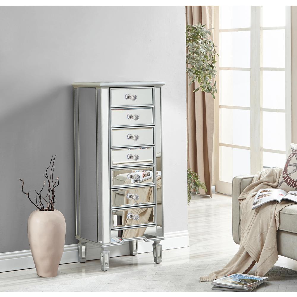 Lingerie Chest 7 drawers 20in. W x 15in. D x 48in. H in antique silver paint