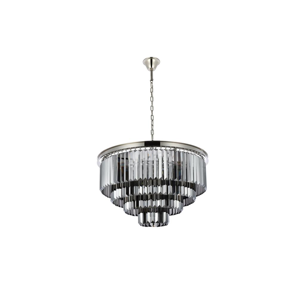 Sydney 17 light polished nickel Chandelier Silver Shade (Grey) Royal Cut Crystal