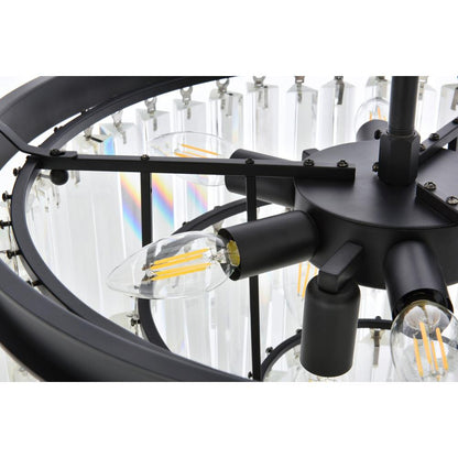 Sydney 9 light Matte Black Chandelier Clear Royal Cut Crystal