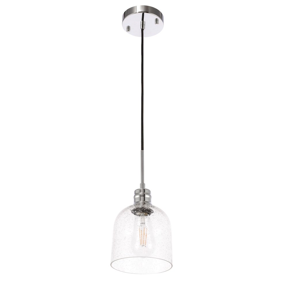 Gabe 1 Light Chrome And Clear Seeded Glass Pendant