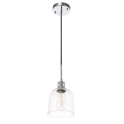 Gabe 1 Light Chrome And Clear Seeded Glass Pendant