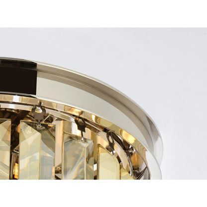 Sydney 3 light polished nickel Pendant Golden Teak (Smoky) Royal Cut Crystal