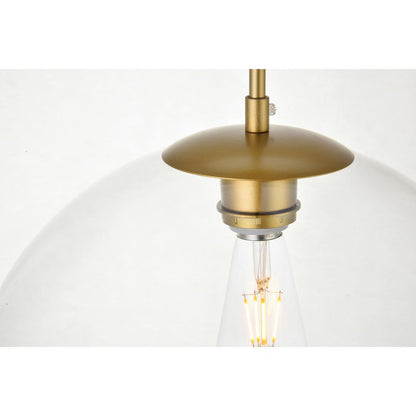 Baxter 3 Lights Brass Pendant With Clear Glass