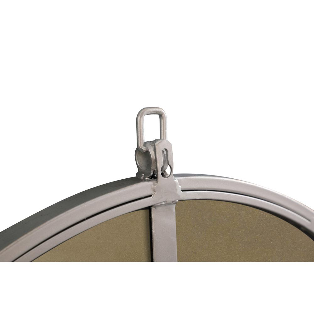 Metal frame Round Mirror with decorative hook 28 inch Silver finish