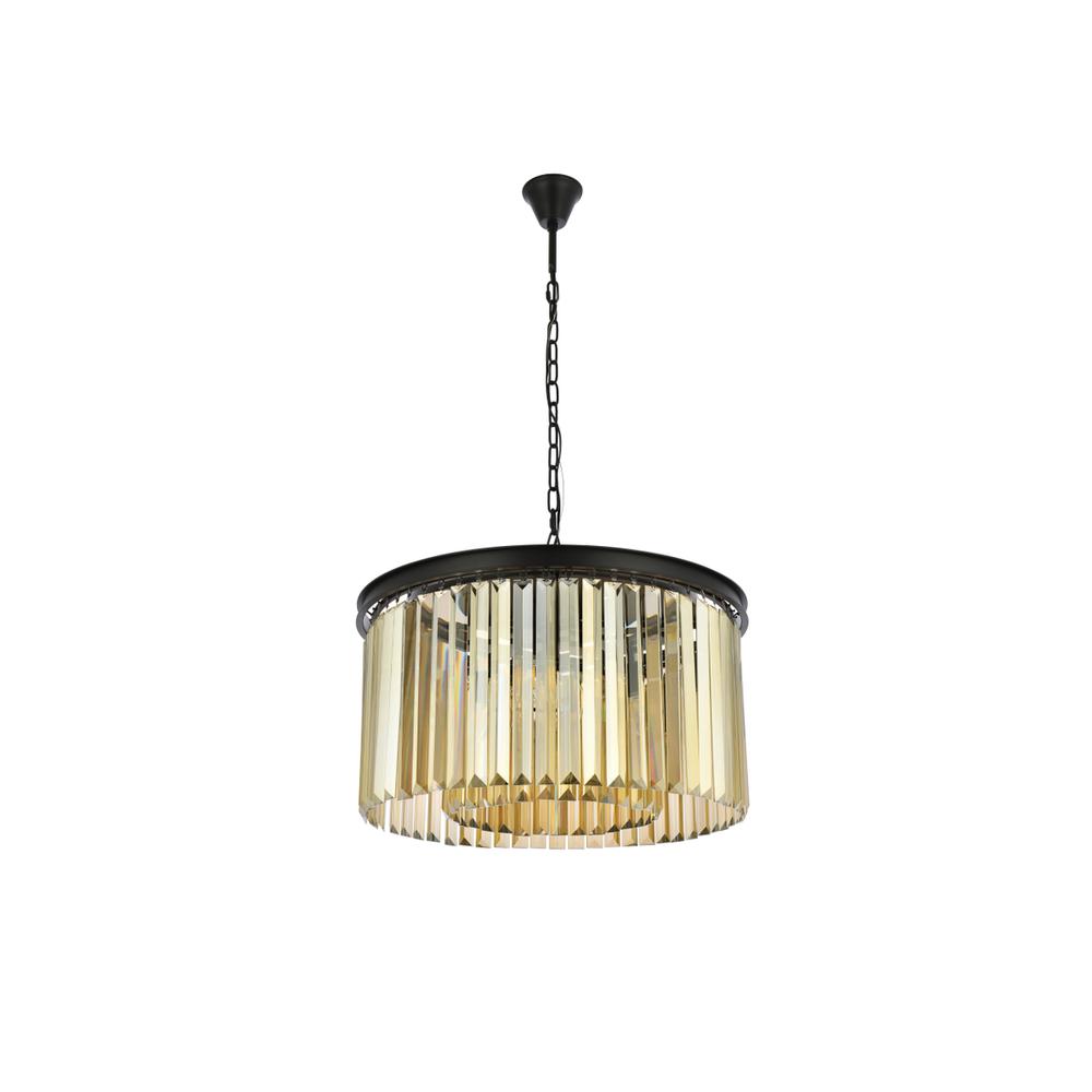 Sydney 8 light Matte Black Chandelier Golden Teak (Smoky) Royal Cut Crystal