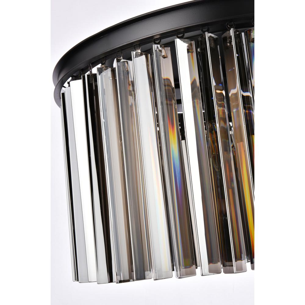 Sydney 8 light Matte Black Chandelier Silver Shade (Grey) Royal Cut Crystal