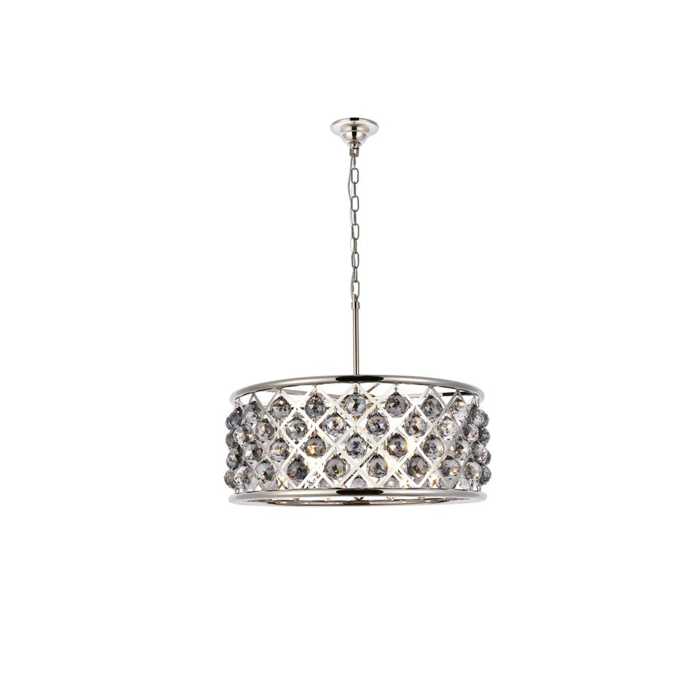 Madison 6 light polished Nickel Chandelier Silver Shade (Grey) Royal Cut Crystal