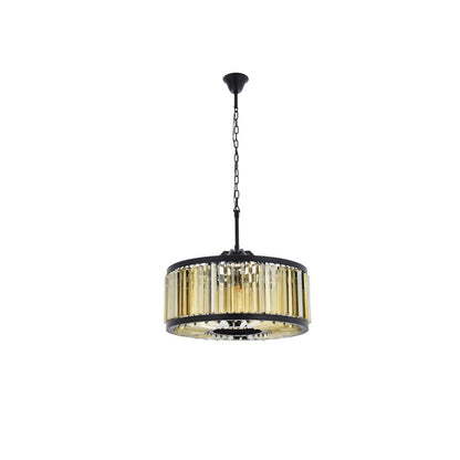 Chelsea 8 light Matte Black Chandelier Golden Teak (Smoky) Royal Cut Crystal