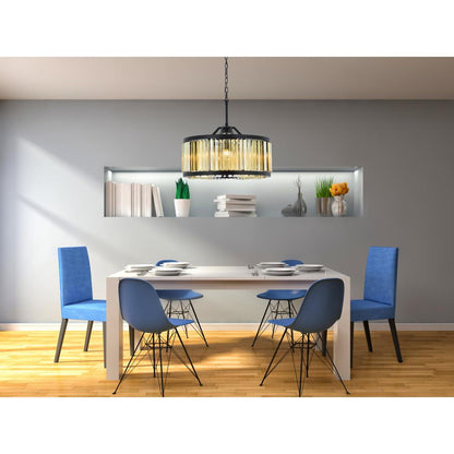 Chelsea 8 light Matte Black Chandelier Golden Teak (Smoky) Royal Cut Crystal