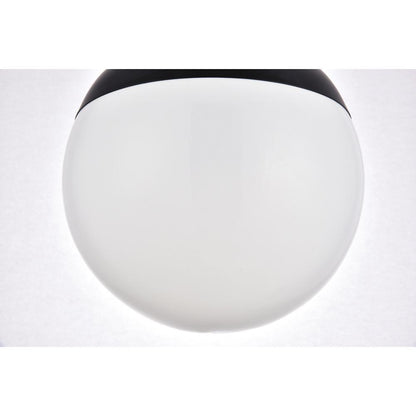 Eclipse 1 Light Black Pendant With Frosted White Glass