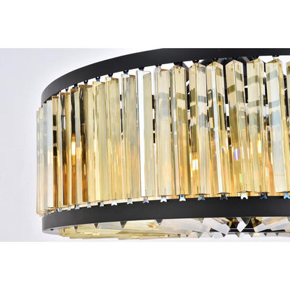 Chelsea 10 light Matte Black Chandelier Golden Teak (Smoky) Royal Cut Crystal