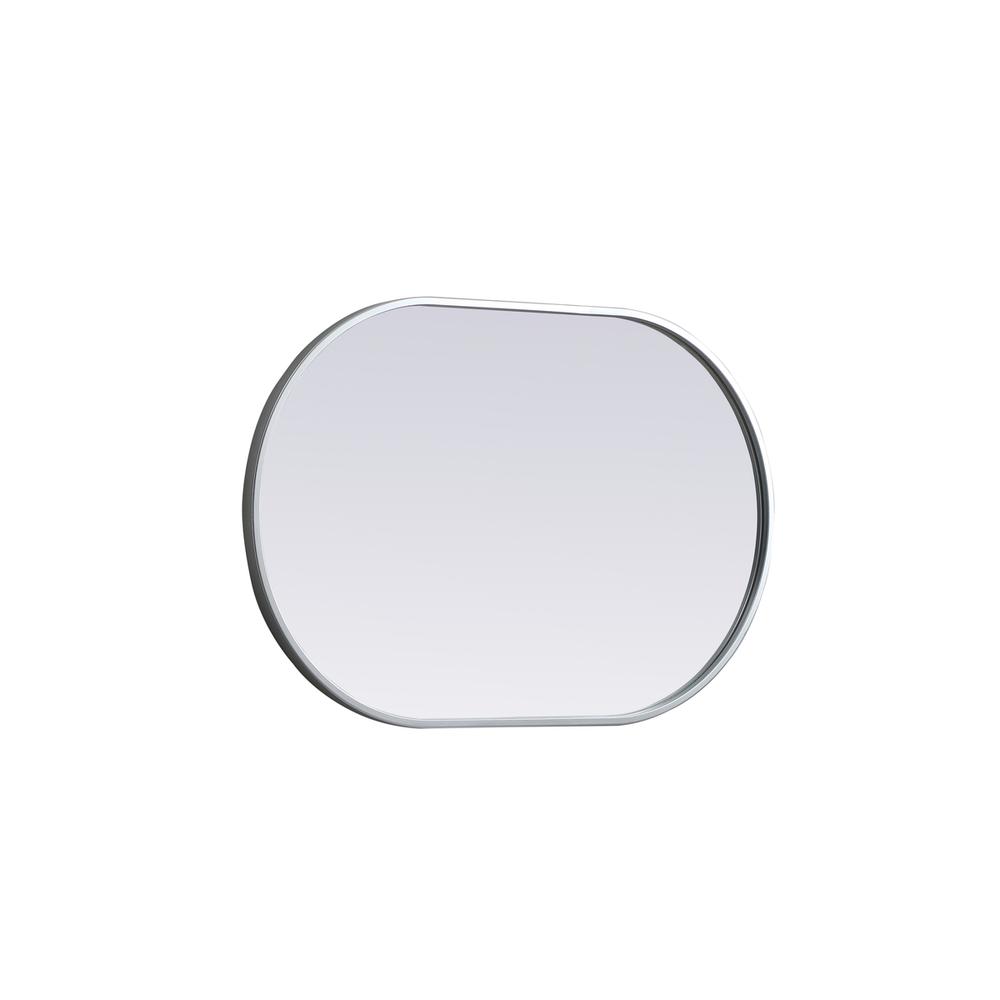 Metal Frame Oval Mirror 20x30 Inch in Silver