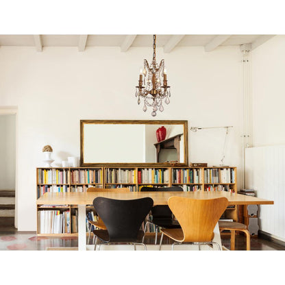 Rosalia 3 light French Gold Pendant Golden Teak (Smoky) Royal Cut Crystal