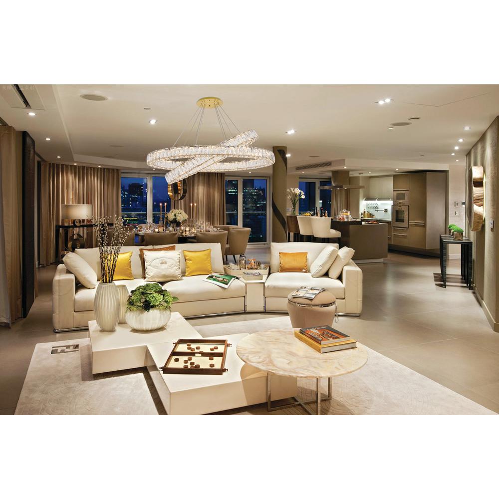 Monroe Integrated LED light Gold Chandelier Clear Royal Cut Crystal