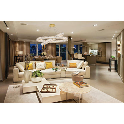 Monroe Integrated LED light Gold Chandelier Clear Royal Cut Crystal