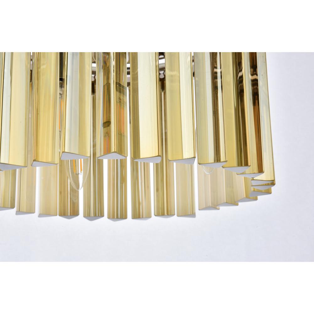 Sydney 3 light polished nickel Pendant Golden Teak (Smoky) Royal Cut Crystal
