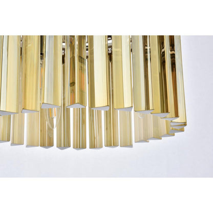 Sydney 3 light polished nickel Pendant Golden Teak (Smoky) Royal Cut Crystal