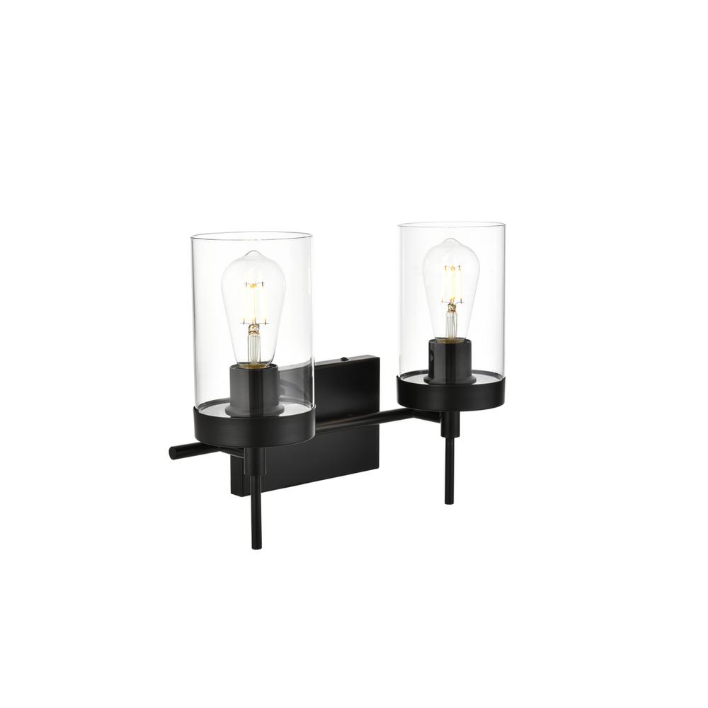 Benny 2 light Black and Clear Bath Sconce