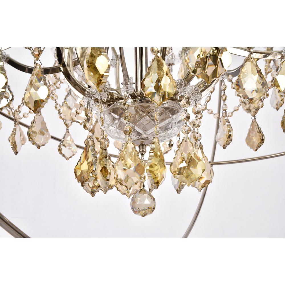 Geneva 25 light polished nickel Chandelier Golden Teak (Smoky) Royal Cut crystal