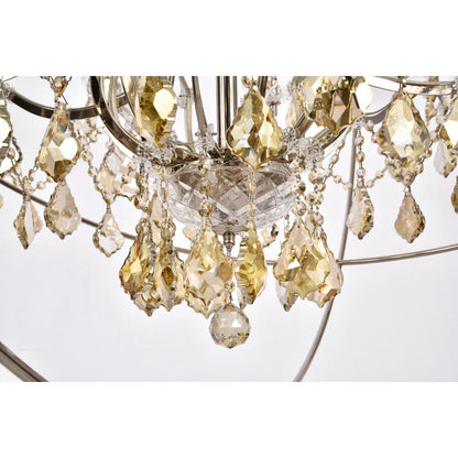 Geneva 25 light polished nickel Chandelier Golden Teak (Smoky) Royal Cut crystal