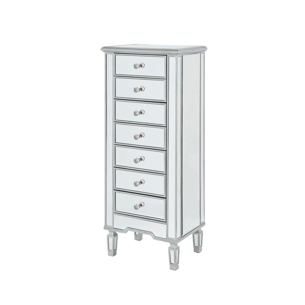 Lingerie Chest 7 drawers 20in. W x 15in. D x 48in. H in antique silver paint