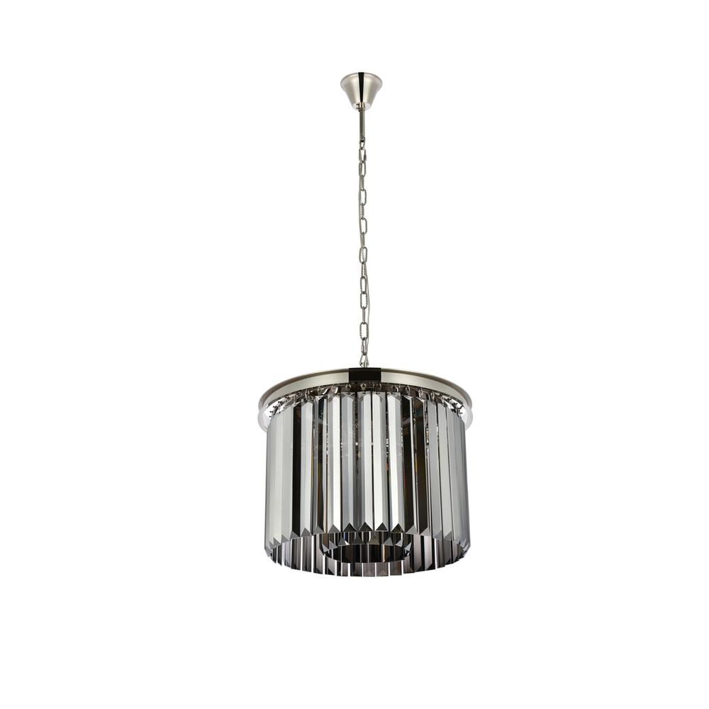 Sydney 6 light polished nickel Pendant Silver Shade (Grey) Royal Cut Crystal