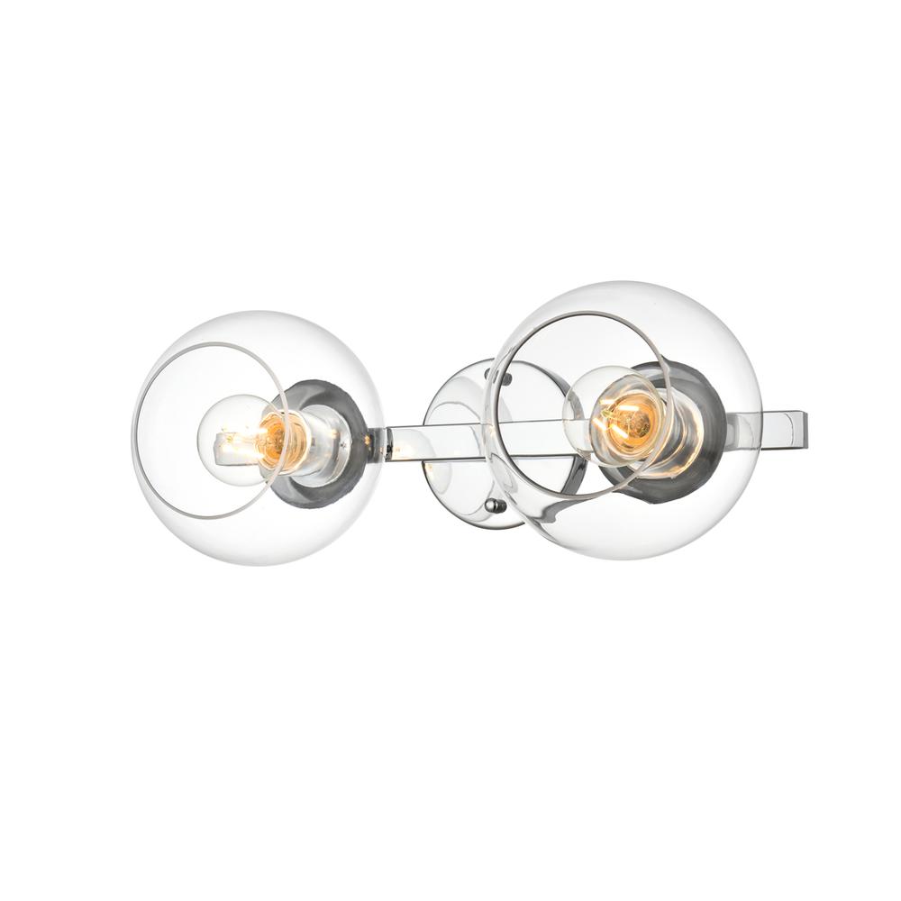 Rogelio 2 light Chrome and Clear Bath Sconce